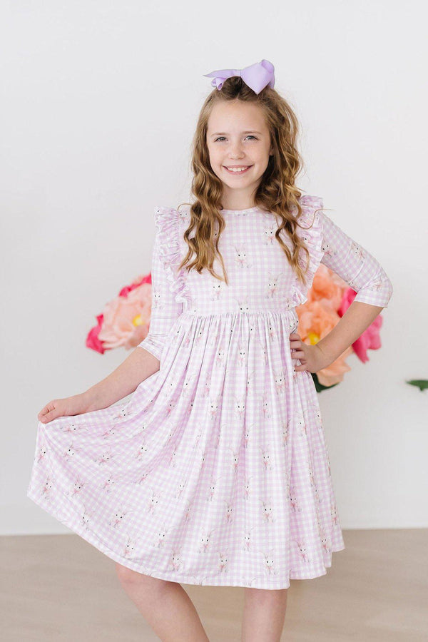 baby-bunnies-3-4-sleeve-ruffle-twirl-dress Mila &  Rose - Sophia's Style-Baby Bunnies 3/4 Sleeve Ruffle Twirl Dress-6-12M--1